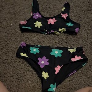 Old Navy Kids Swim Bikini - Black with Colorful Floral